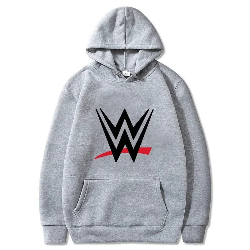 WWE logós kapucnis pulóver – uniszex, laza fazon, hosszú ujjú