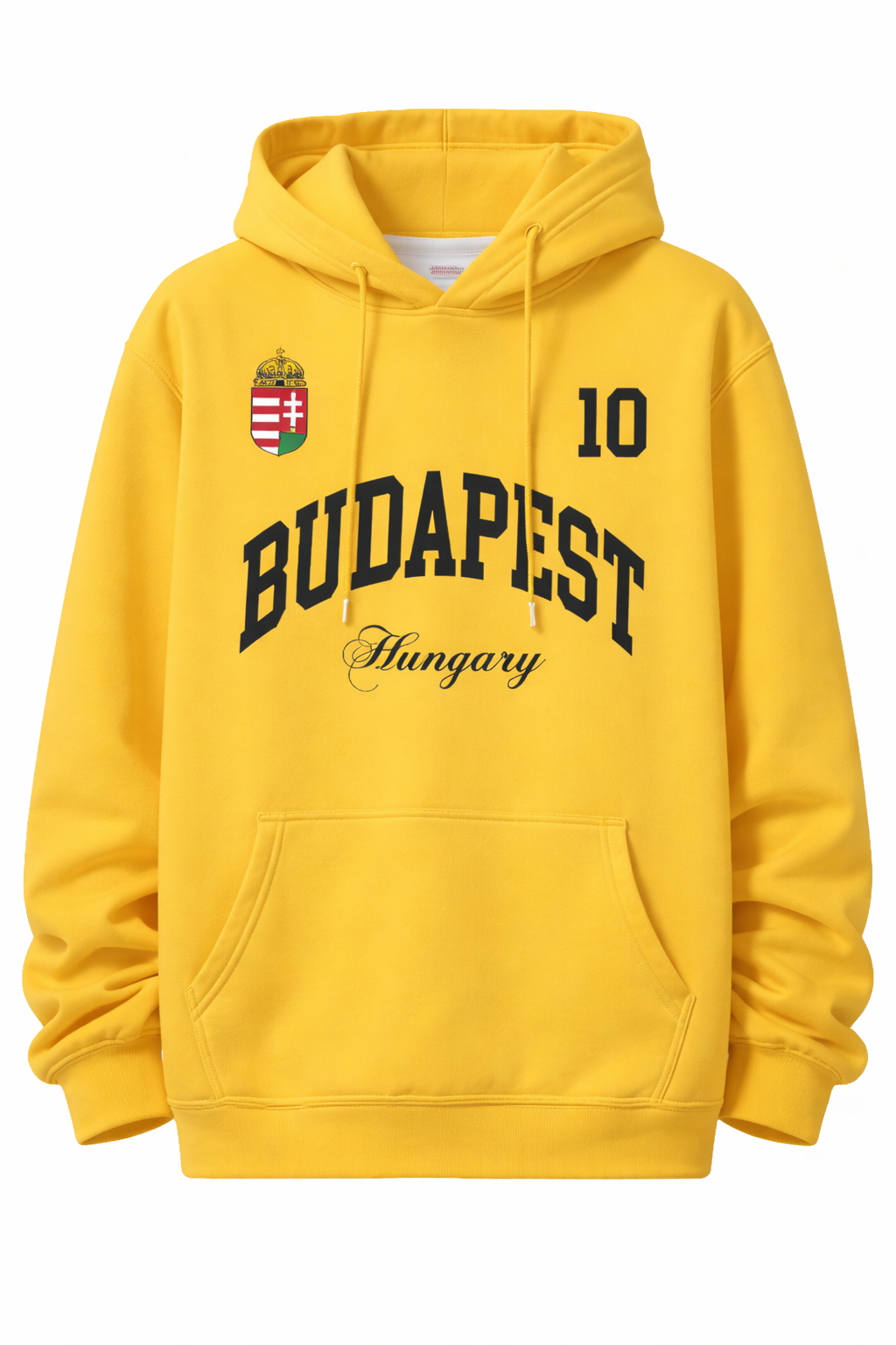 Budapest mintás férfi kapucnis pulóver – bélelt, laza fazon