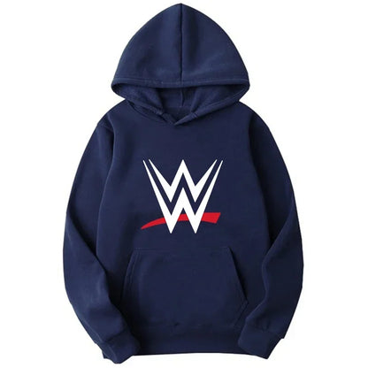 WWE logós kapucnis pulóver – uniszex, laza fazon, hosszú ujjú