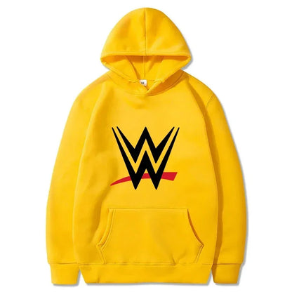 WWE logós kapucnis pulóver – uniszex, laza fazon, hosszú ujjú