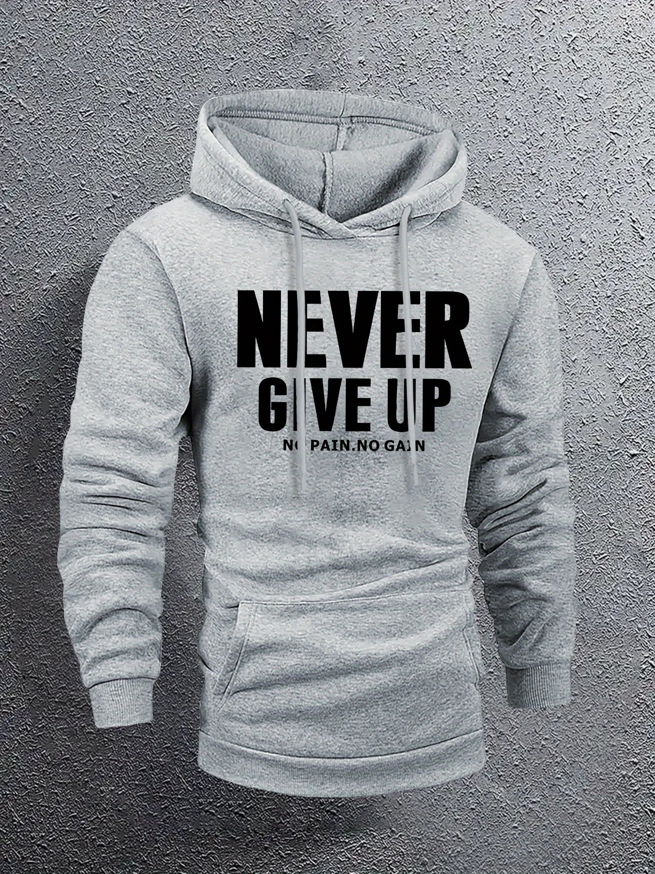 NEVER GIVE UP Férfi hosszú ujjú hoodie