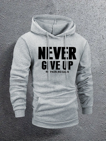 NEVER GIVE UP Férfi hosszú ujjú hoodie