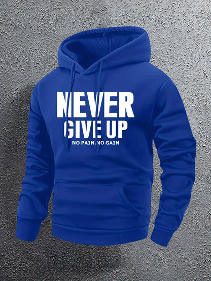 NEVER GIVE UP Férfi hosszú ujjú hoodie