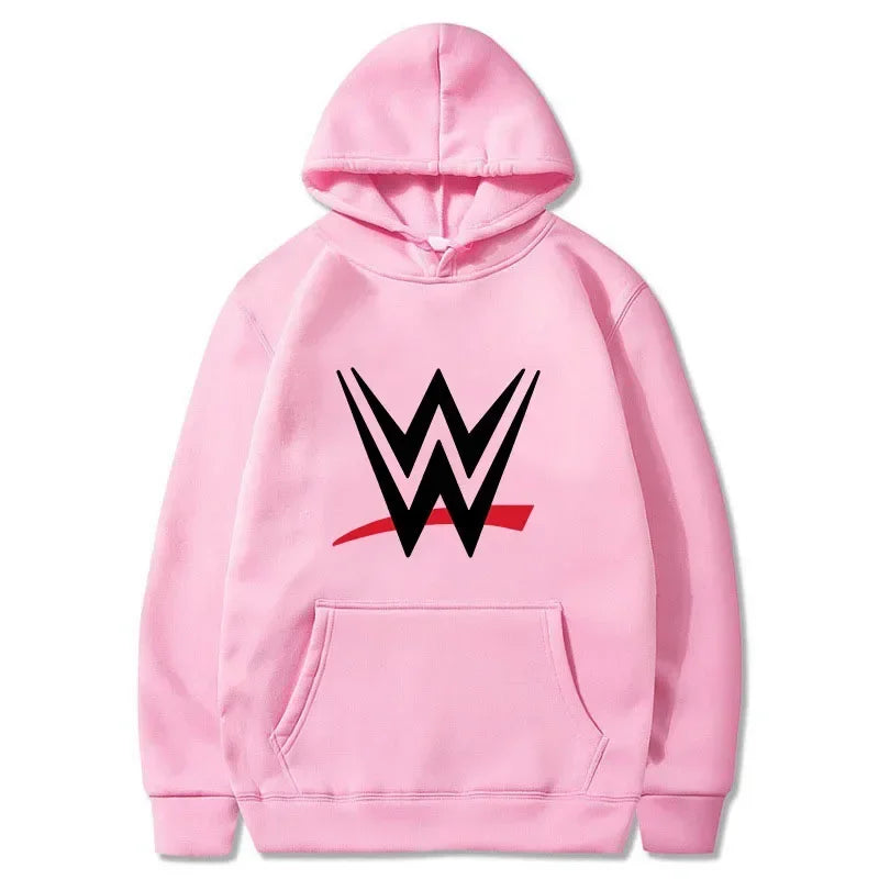WWE logós kapucnis pulóver – uniszex, laza fazon, hosszú ujjú