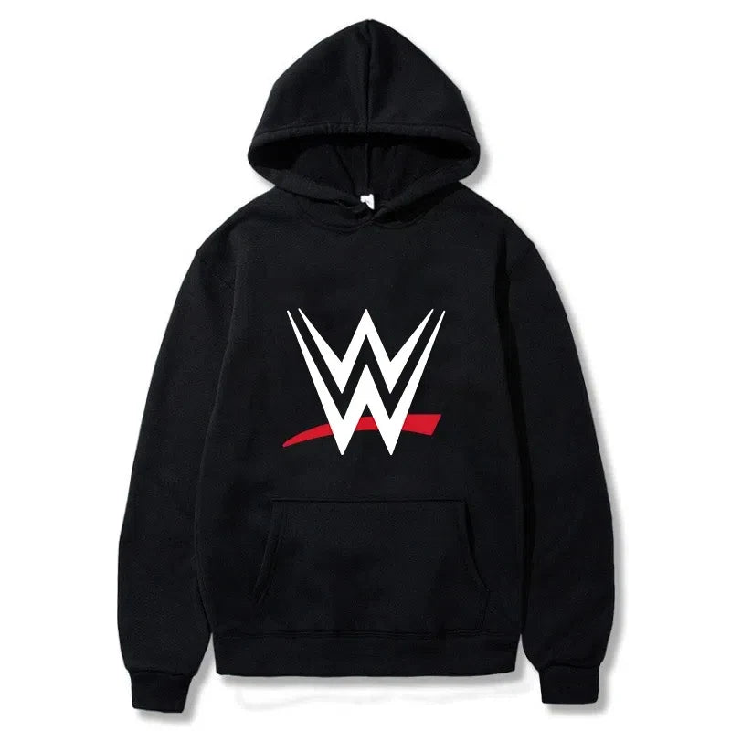 WWE logós kapucnis pulóver – uniszex, laza fazon, hosszú ujjú
