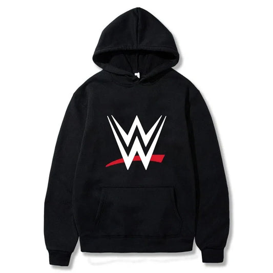 WWE logós kapucnis pulóver – uniszex, laza fazon, hosszú ujjú