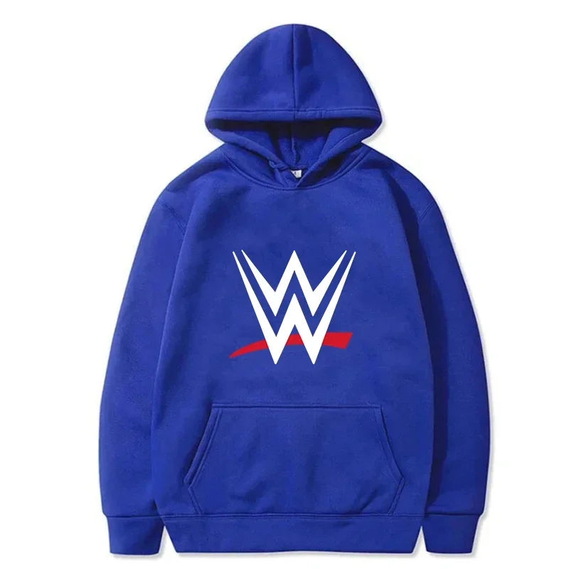 WWE logós kapucnis pulóver – uniszex, laza fazon, hosszú ujjú