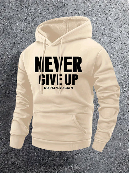 NEVER GIVE UP Férfi hosszú ujjú hoodie