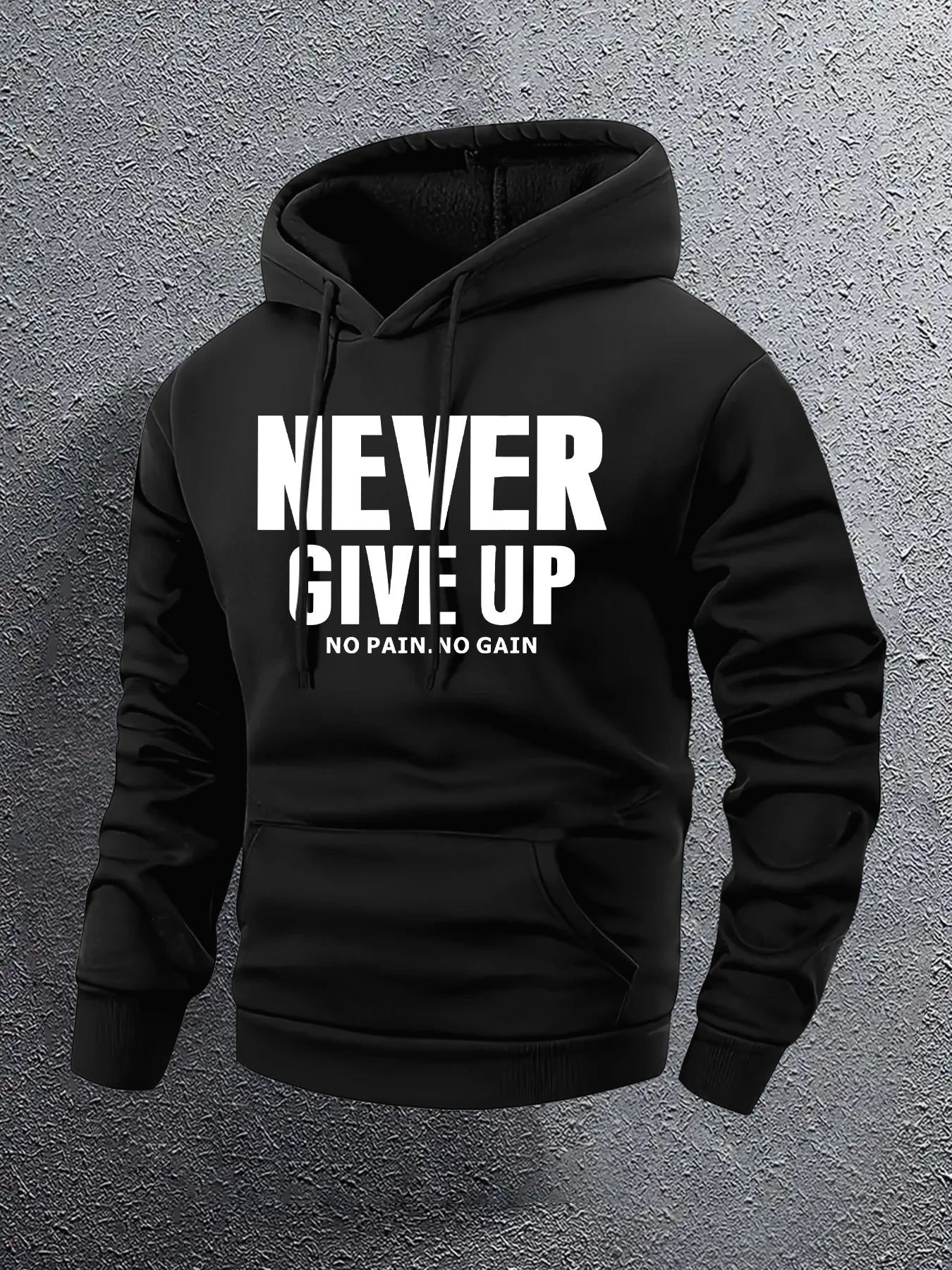 NEVER GIVE UP Férfi hosszú ujjú hoodie