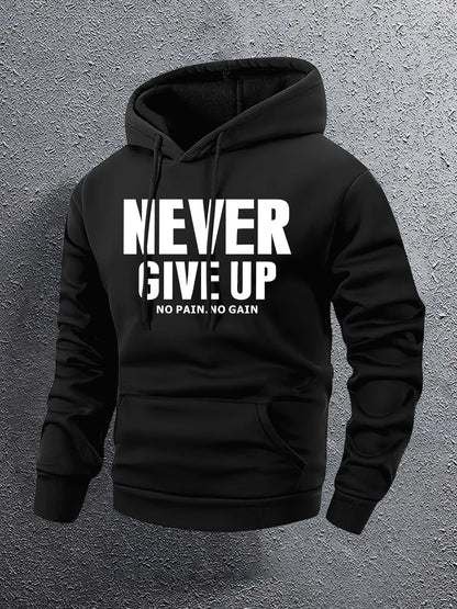 NEVER GIVE UP Férfi hosszú ujjú hoodie