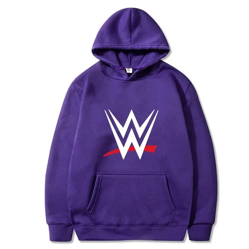WWE logós kapucnis pulóver – uniszex, laza fazon, hosszú ujjú