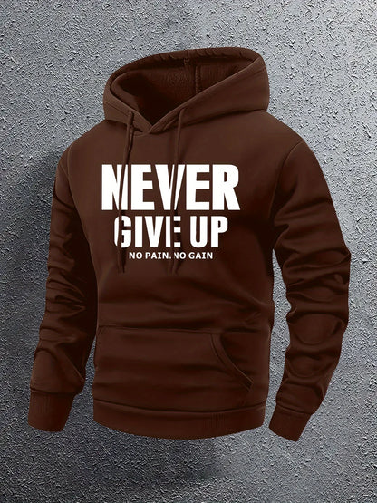 NEVER GIVE UP Férfi hosszú ujjú hoodie