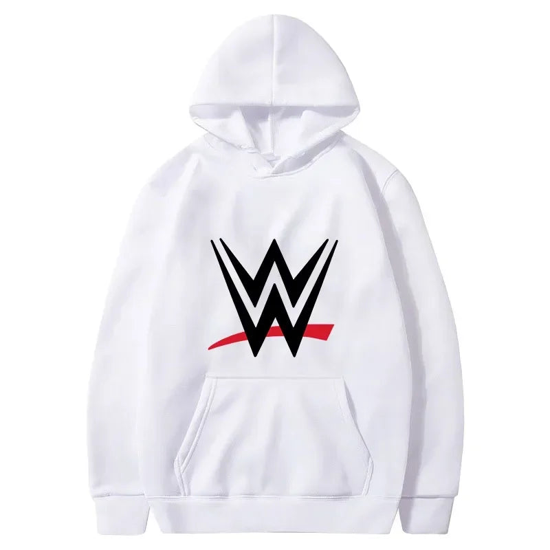 WWE logós kapucnis pulóver – uniszex, laza fazon, hosszú ujjú